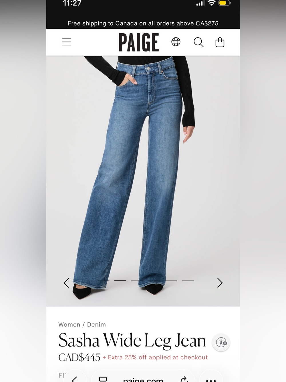 PAIGE Sasha Wide-Leg Jeans in Medium Blue Wash